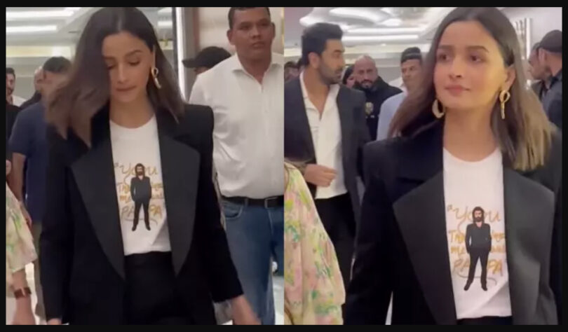 Alia Bhatt Steals the Show at 'Animal' Screening in Customized Ranbir Kapoor T-Shirt