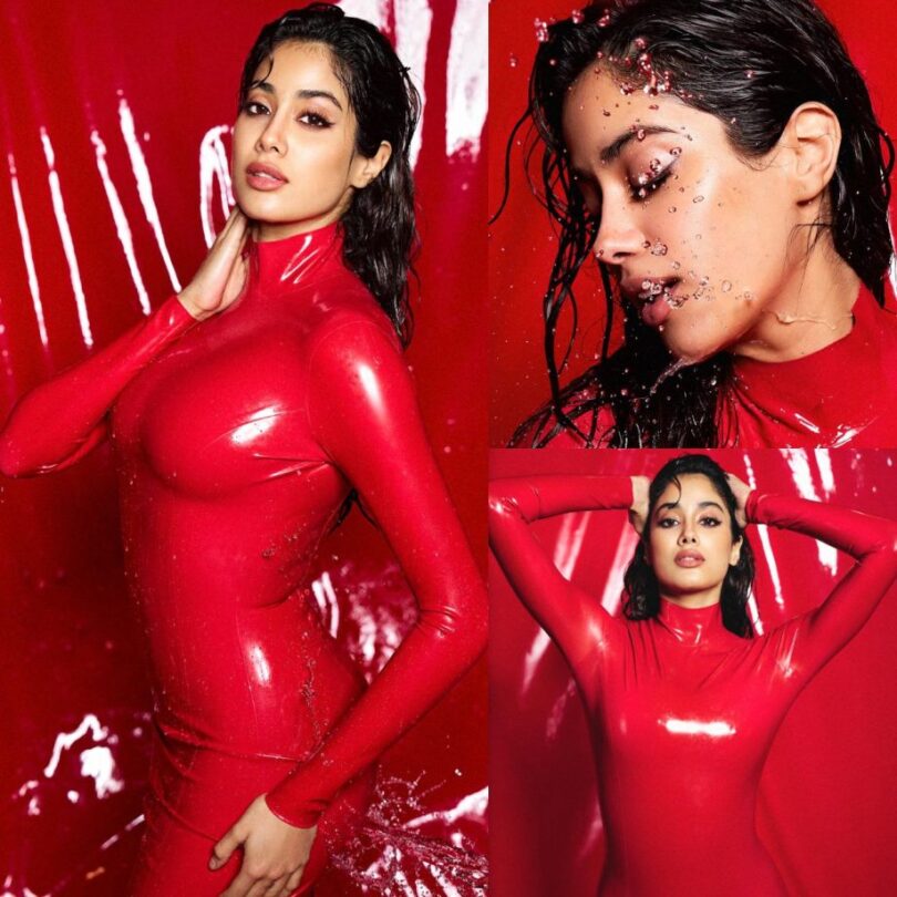 Janhvi Kapoor Stuns in Red Latex Dress, Drawing Comparisons to Kim Kardashian