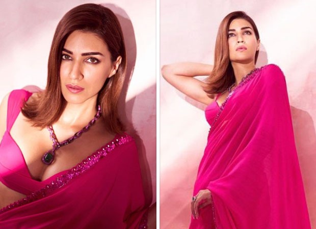 Kriti Sanon Stuns in Rani Pink Sari by Designer Arpita Mehta